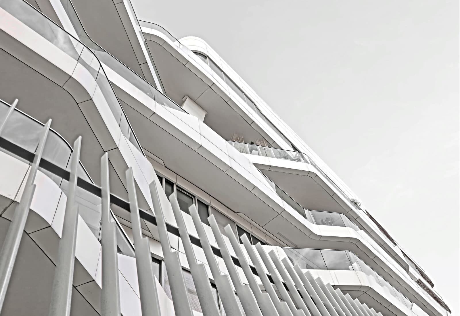Geometric facade of a modern corporate office