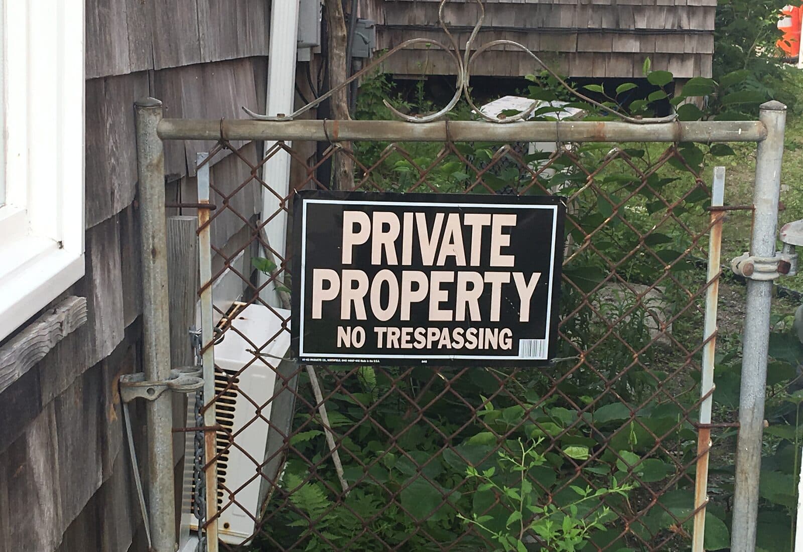Private property sign marking registered land